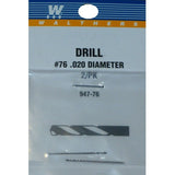 WALTHERS Drill Bit - pkg(2) -- #76 - .020" Diameter